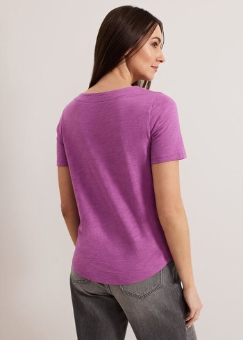 Phase Eight Elspeth V Neck T Shirts Purple Canada | UHZJEK-691